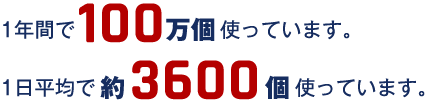 1年間で107万個使っています。1日平均で約4000個使っています。